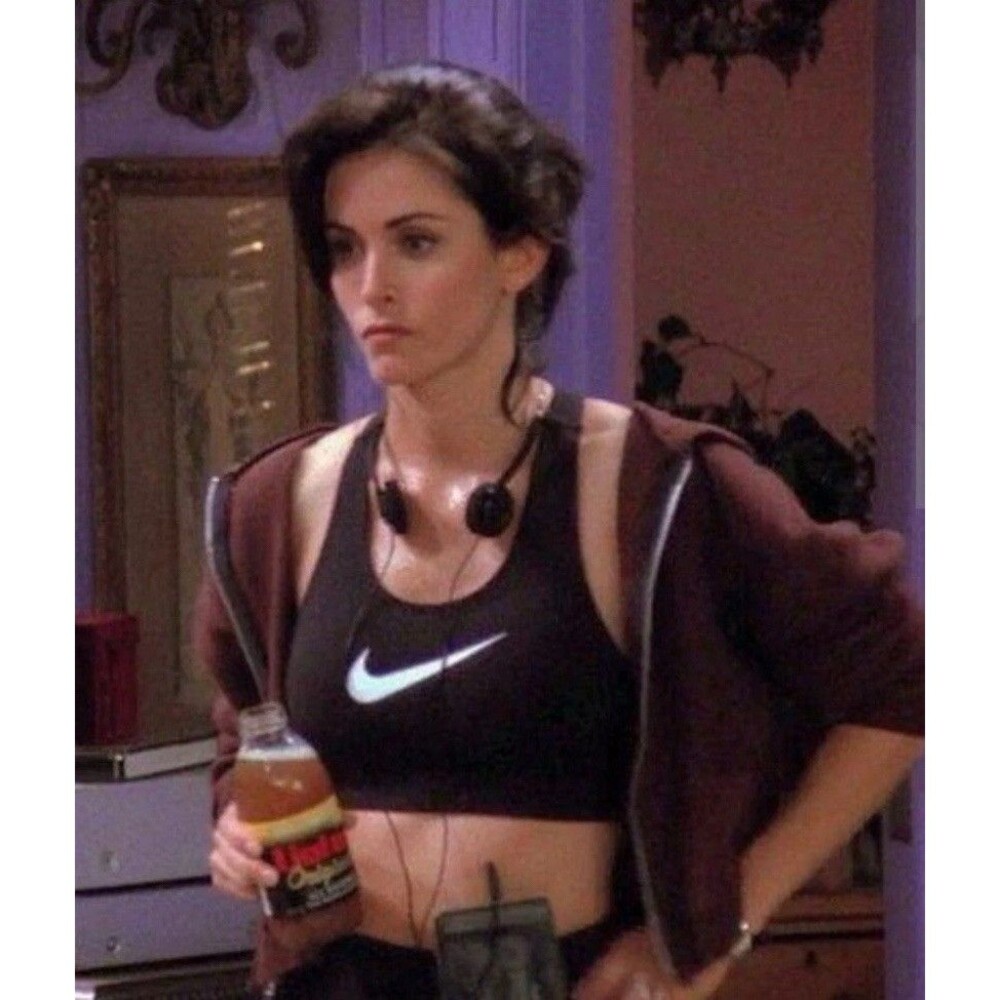 Vtg Nike Sports Bra L Black ASO TV Monica Friends‎ Victory Shape AJ5219 Swoosh